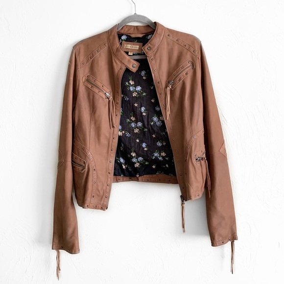 Wilsons Leather Jackets & Blazers - WILSONS LEATHER Brown Boho Soft Studded Jacket XL